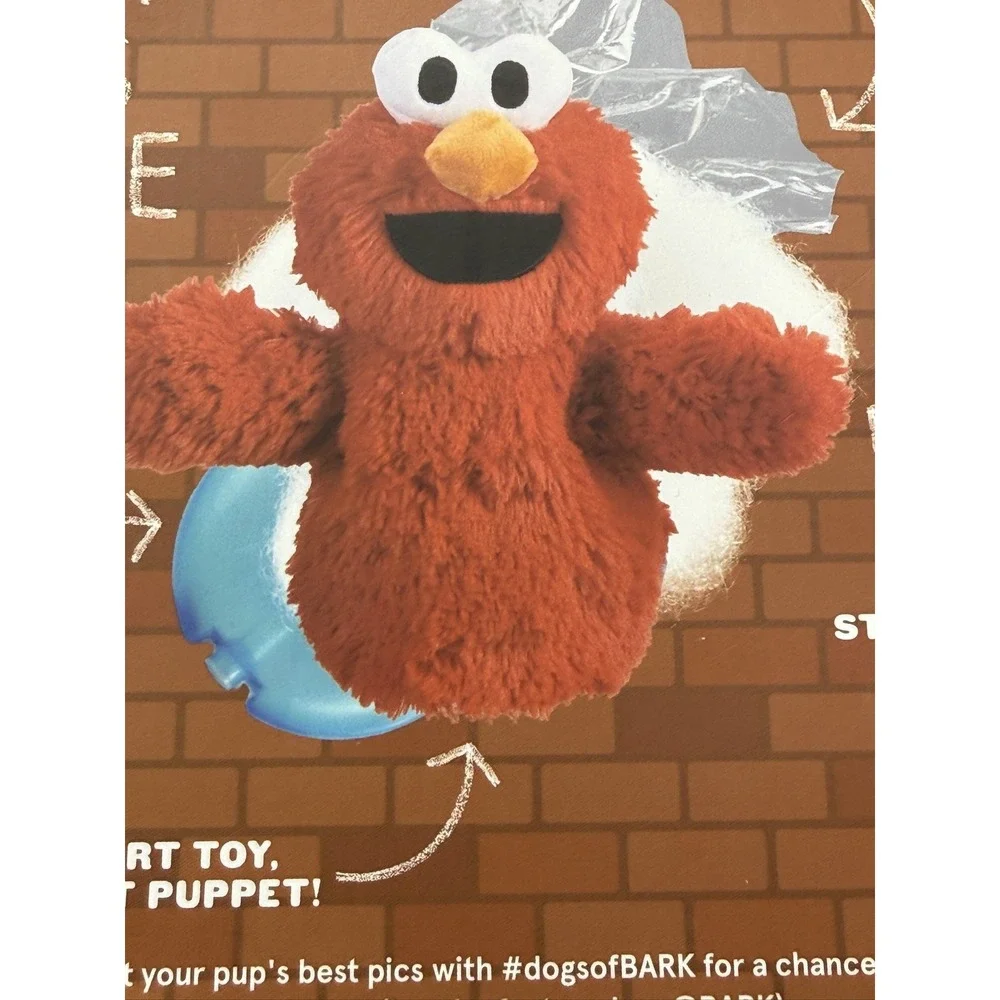 BARK Elmo Dog Toy Squeaker Crinkle Plush Sesame Street All Dog Sizes